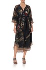 Camilla Studio 54 Loose Button Through Kaftan Dress S/M 100% Silk W/Tie EUC $749