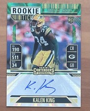 Kalen King 2024 Contenders Football Rookie Ticket Auto - Green Laser No. 197