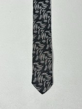 Skinny Retro 80s Tie Black White Abstract Made in USA Mens Necktie 2 3/8"WX50"L