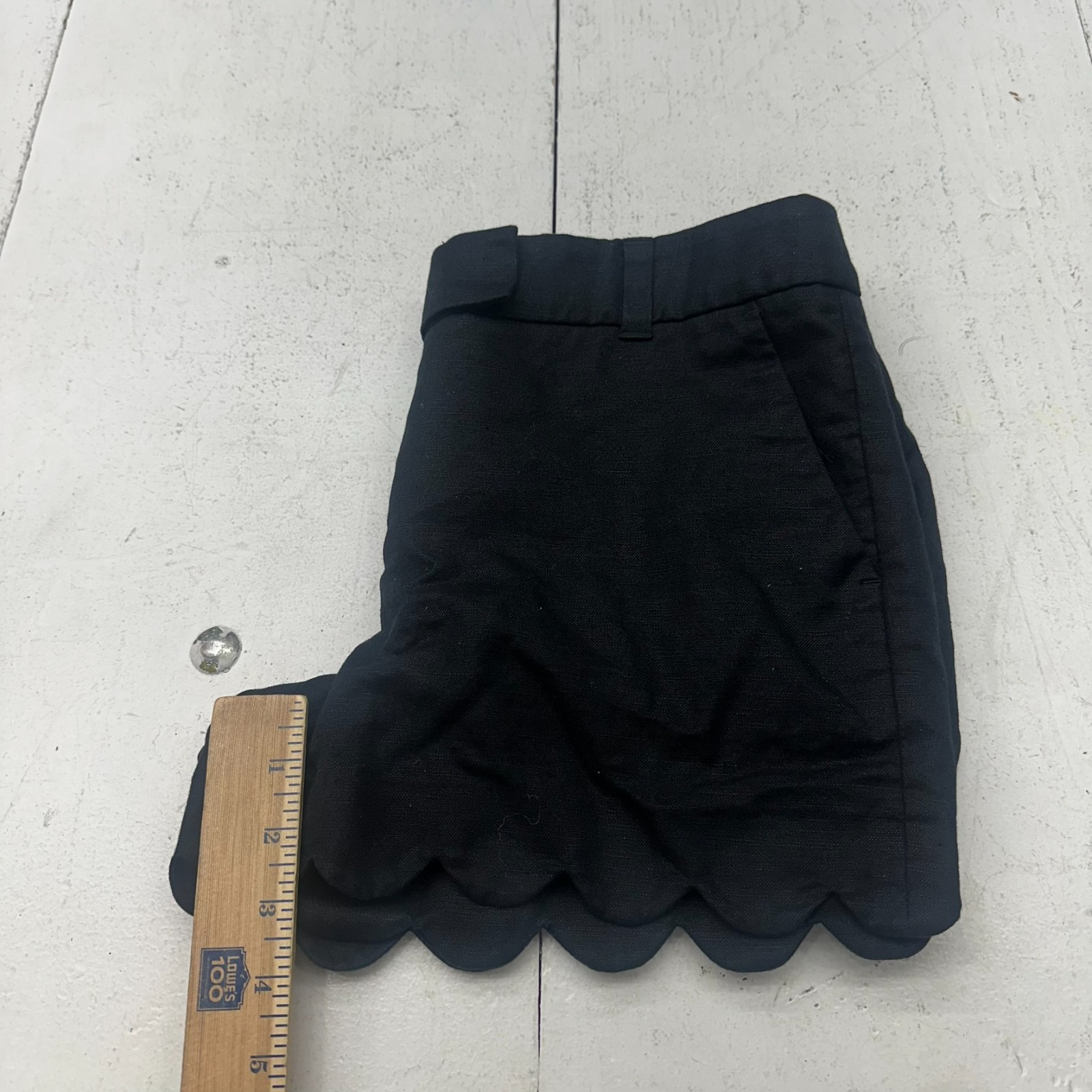 J.Crew Solid Black Basic Ruffled Hem Detail Mid R… - image 8