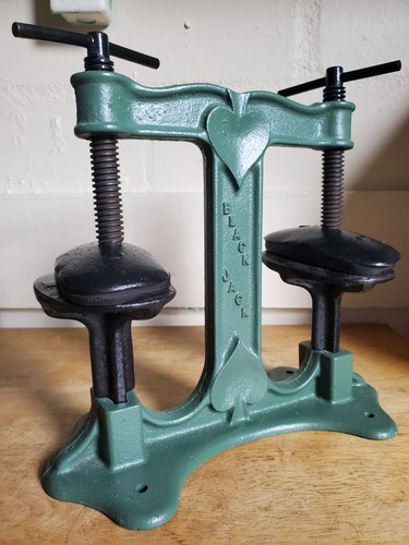 Vintage Iron Blackjack Leather Craft Double Vice Pressing Tool Clamp Press RARE