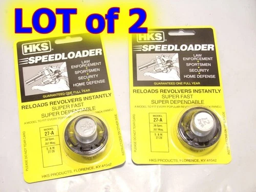 LOT of 2 HKS 27-A Speedloader for S&W 38/357 N Frame Mod. 27 28 & RUGER Redhawk