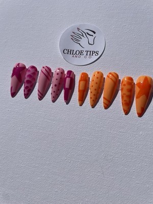 Press On Nails Colours of Spring handbemalt