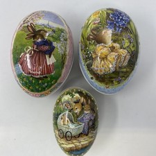 Lot of 3 Nestler Paper Mache’ Easter Egg Candy Container Susan Wheeler Bunny VTG