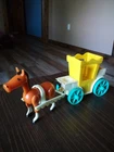 Vintage Fisher Price Little People Castle Carriage Harness Horse Has Both Ears