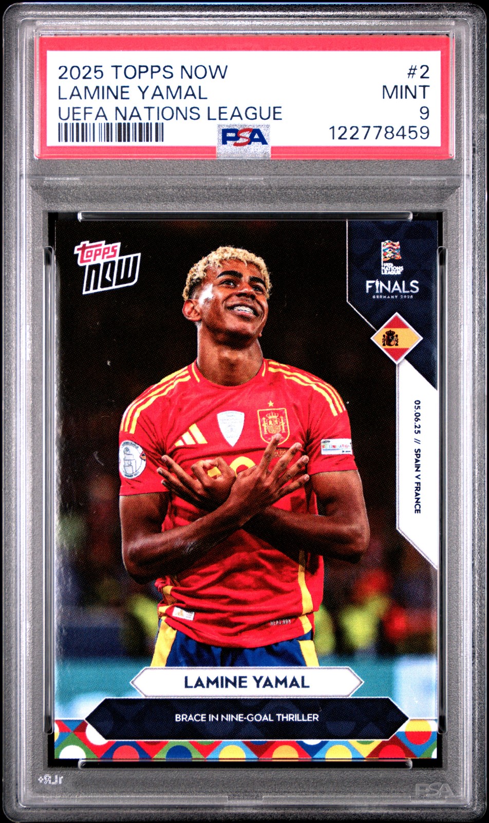 2025 TOPPS NOW UEFA NATIONS LEAGUE #2 LAMINE YAMAL PSA 9