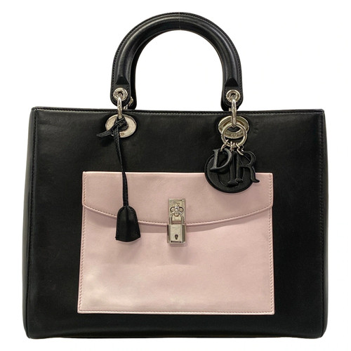 DIOR/ChristianDior Lady Dior Large Bag Black Light Pink Green Leather Handbag
