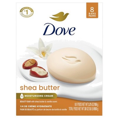 Beauty Bar Soap Shea Butter, 8 Bars for Nourished, Radiant Skin, Enriches Ski...