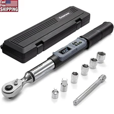 Digital Torque Wrench 3/8" LED Display 5-135 Nm ±2% Accurate Buzzer Set New