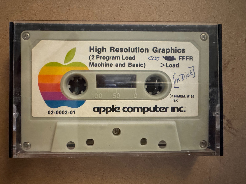1978 Apple II High Resolution Graphics Cassette 02-0002-01 Apple Computer Inc