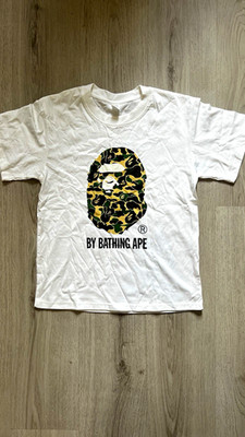 A Bathing Ape Herren T-Shirt Weiß Kurzarm Rundhals Logo Print