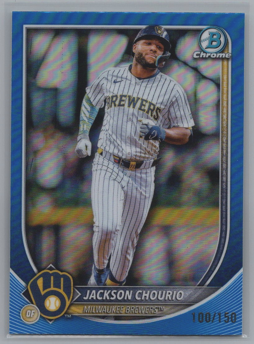 Jackson Chourio 2025 Bowman Chrome #40 True Blue Milwaukee Brewers MLB /150