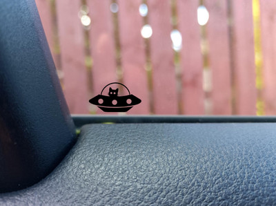 UFO Katze versteckter Aufkleber - Osterei Auto SUV Aufkleber