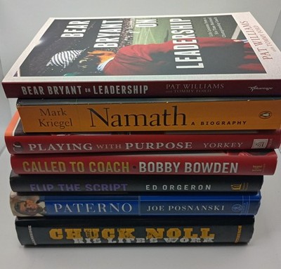 Football Coaching & Biography Book Lot 7 Paterno Namath Bowden Noll Bryant HC PB