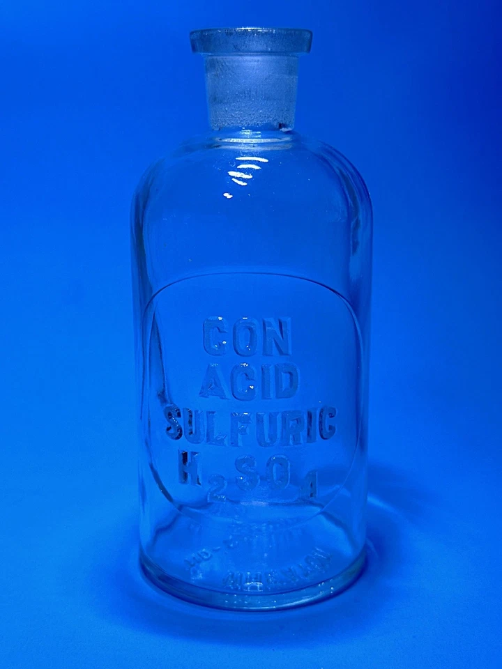 Botellas de laboratorio de química Wheaton de colección - Lote de tres - HCL, H2SO4, NH4OH Foto 4 de 4