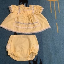 Vintage 2 Piece Infant Outfit Yellow Floral And Lace 3-6 Months 