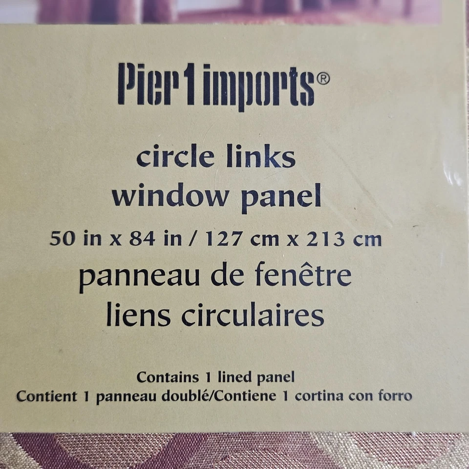 Pier 1 Juego de 3 Cortinas de Ventana Panel Forrado 50x84 Oro Círculo Eslabones Patrón NUEVO Foto 3 de 4