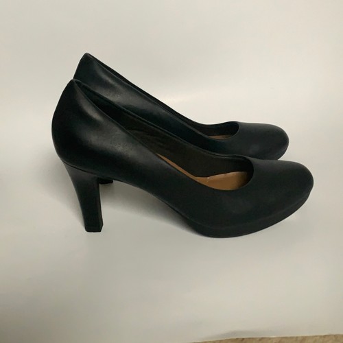 Clarks Womens Adriel Viola Black Leather Slip On Pump Heels Size 7 M - Picture 4 of 10