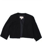 Pierre Cardin Womens Crop Bomber Jacket It 48 Xl Navy Blue Acetate Lh06