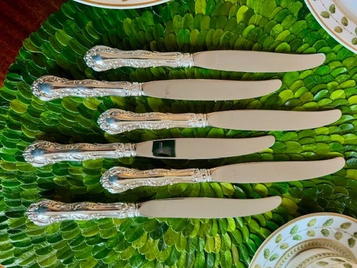 WALLACE IRVING OLD ATLANTA STERLING SILVER FRENCH BLADE DINNER KNIVES SET 6