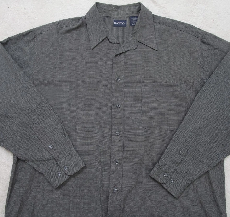 Camisa de Vestir Puritan 17.5 35/36 XL Gris Manga Larga Algodón Poliéster Bolsillo 1-66 Foto 2 de 4