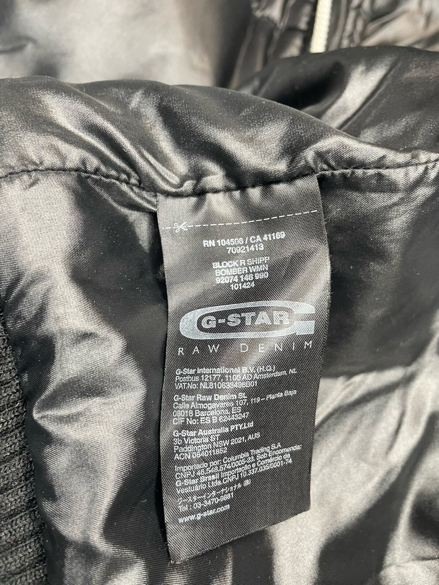 G-Star Raw Women Full Zip Hooded Black Block R Shipp Bomber Size