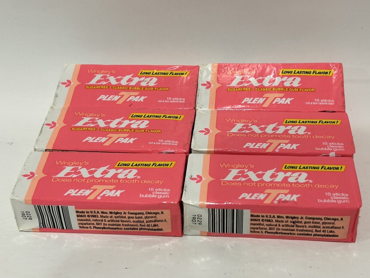 80s〜90s BUBBLE GUM ヴィンテージT MADE IN USA s 6 Vintage Wrigley Chewing Gum Pack New Extra Bubble Gum 15