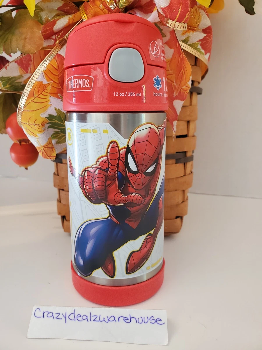 Thermos Funtainer ~ Spiderman ~Insulated Stainless Steel Water Bottle Cup  12 oz