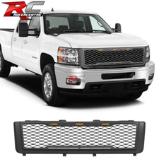 Fit 11-14 Chevy Silverado 2500 3500 HD Front Bumper Hood Grille Matte Black ABS