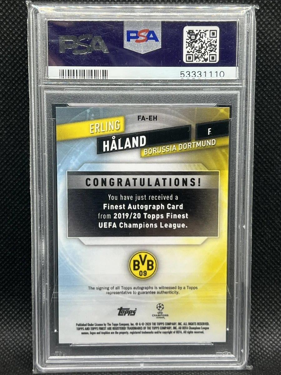 2019-20 Topps Finest UCL Auto Erling Haaland PSA 10 Rookie RC Borussia Dortmund