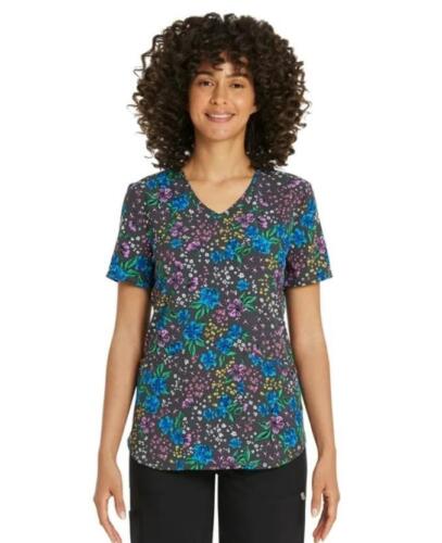 NEW NWT Sz XL Stretchy Floral Print Nurse Medical Hospital Uniform Scrub Top