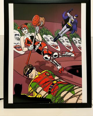 Batman 66 vs. Harley Quinn by Michael Allred 11x14 FRAMED DC Comics Art Print Po