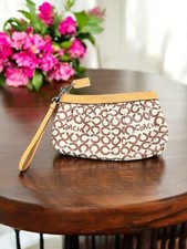 VTG Coach C Logos Wristlet cream canvas / leather wallets READ