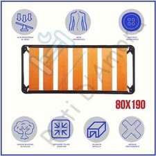 Rete Singola A Doghe Larghe In FAGGIO 80x190  CM Telaio Acciaio Ortopedica+PIEDI