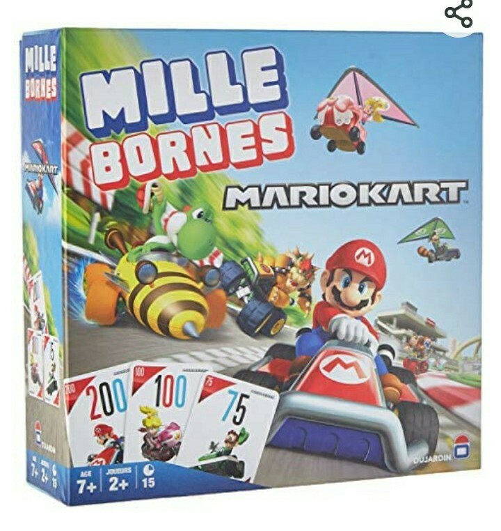 Jeux de société familial Milles Bornes Mario Kart jeu de cartes enfants