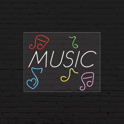 Music Sign for Business Displays | LED Flex Neon | 31''W x 24''H x 1''D