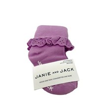 NWT Janie And Jack Eyelet Ruffle Sock Sz 6-12 Months Purple Cotton Blend Stretch
