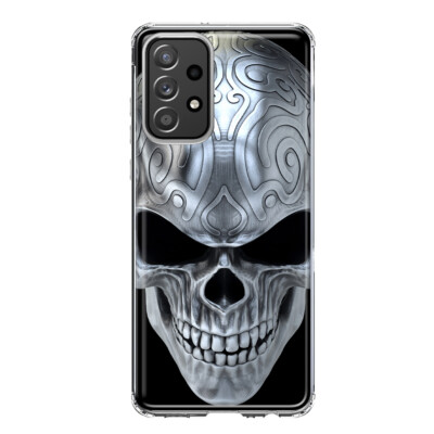 Mundaze Case for Samsung Galaxy A32 Cover Silver Metallic Skull