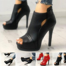 Womens Stiletto High Heels Platform Peep Toe Sandals Ankle Boots Pumps Zip Shoes