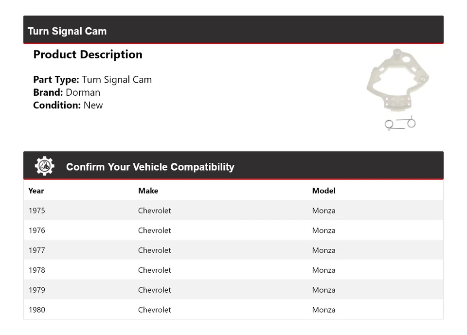 Cámara intermitente para Chevrolet Monza Dorman 1975-1980 1976 1977 1978 1979 Foto 2 de 4