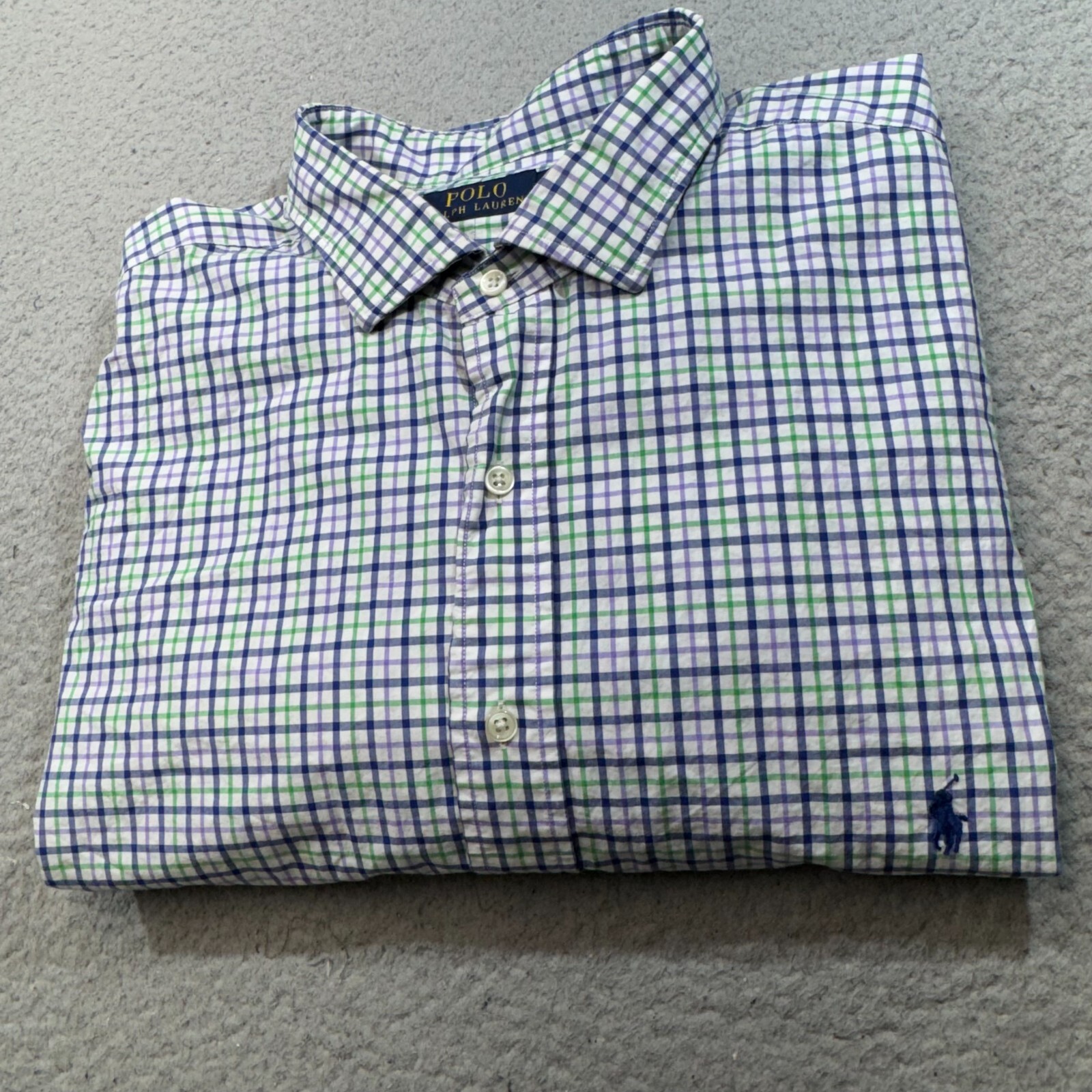 Polo Ralph Lauren Camicia Uomo 2XLT XXL Alta Blu Tattersall Check Pony Casual Golf