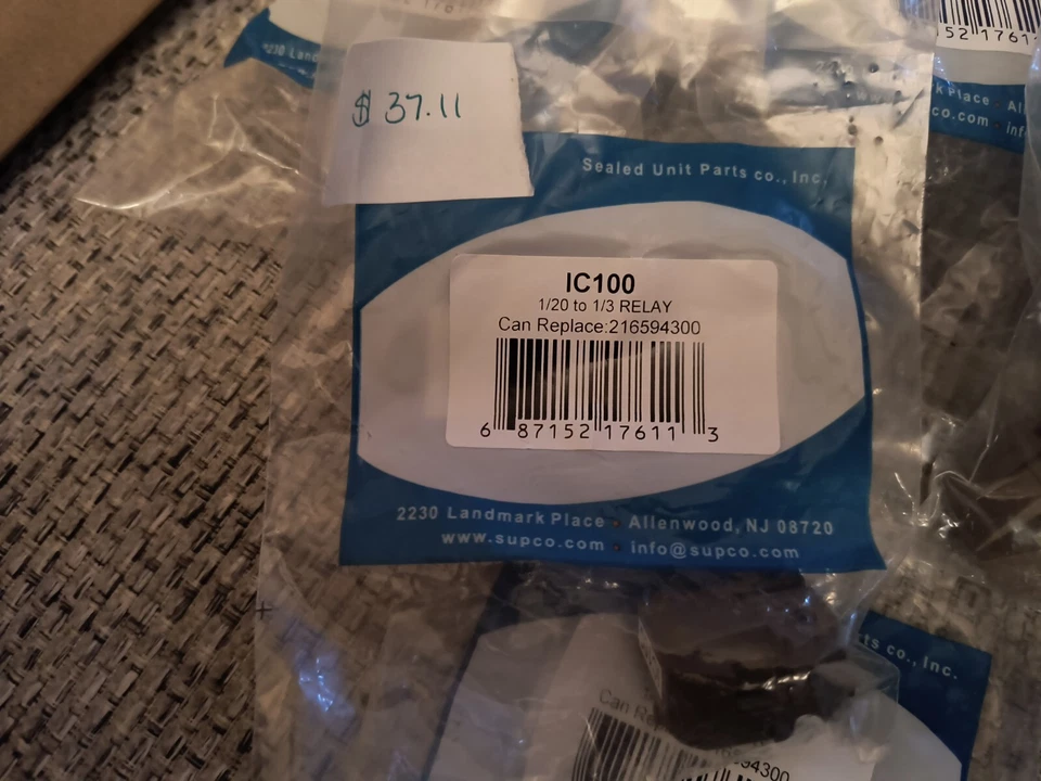 Supco IC100 Refrigerador Compresor PTC Relé de Arranque 216594300 Lote de 9 NUEVO Foto 2 de 4