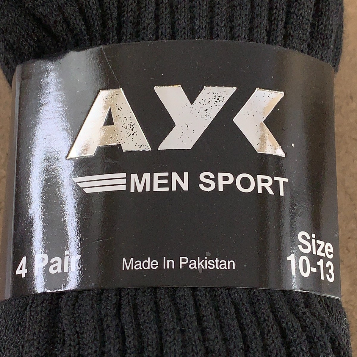 ayk✳︎ AYK Sport Men's Size 10-13 Black Cotton Blend Crew Socks 4 Pairs