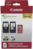2 Canon Druckerpatronen Tinte PG-560 Bk / CL-561 Tri-Color Photo Value Pack