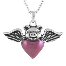 Winged Heart Necklace Pigs Can Fly Pendant Stainless Steel Jewelry By Controse