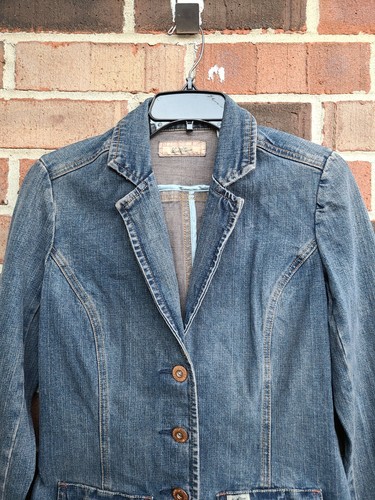 Womens LEVIS STRAUSS Signature Tailored Jean Denim Jacket Pockets Blazer Small - Picture 2 of 8
