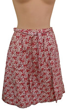 Vintage 60's Mid Length Wrap Skirt Red Floral Hand Made One Size