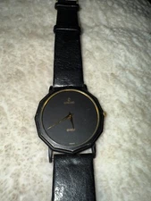 1980s Concord Ultra Thin Black Gold Quartz Watch ORIGINAL