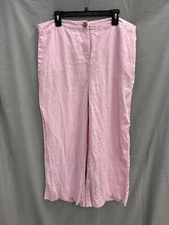 Joules Womens Pink Wide Leg High Waist 100% Linen Pants Size US 14 Made in UK