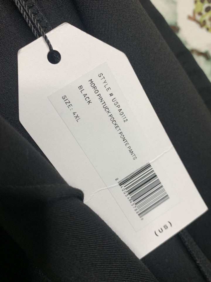 Universal Standard 4XL Moro Pants Black Ponte Knit with Pockets Zip